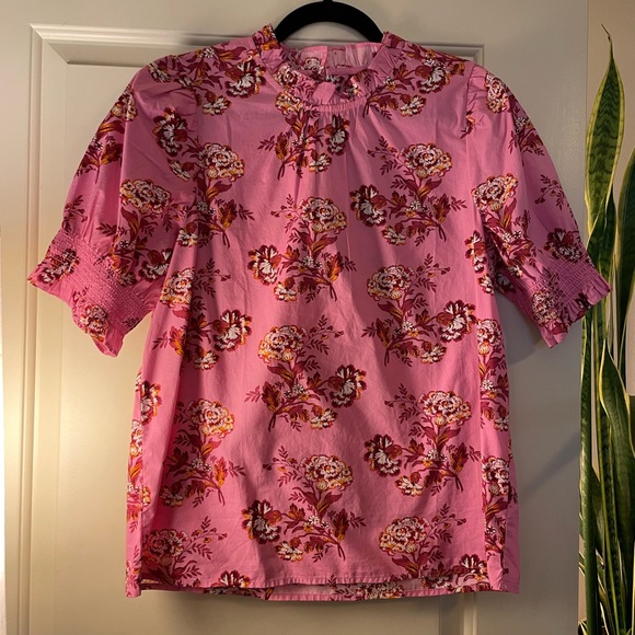 J. Crew Smocked Puff Sleeve Top in Marigold Bouquets - Picture 3 of 5